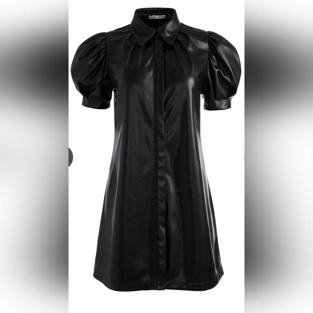 Alice + Olivia jem vegan leather mini shift dress - Picture 12 of 16